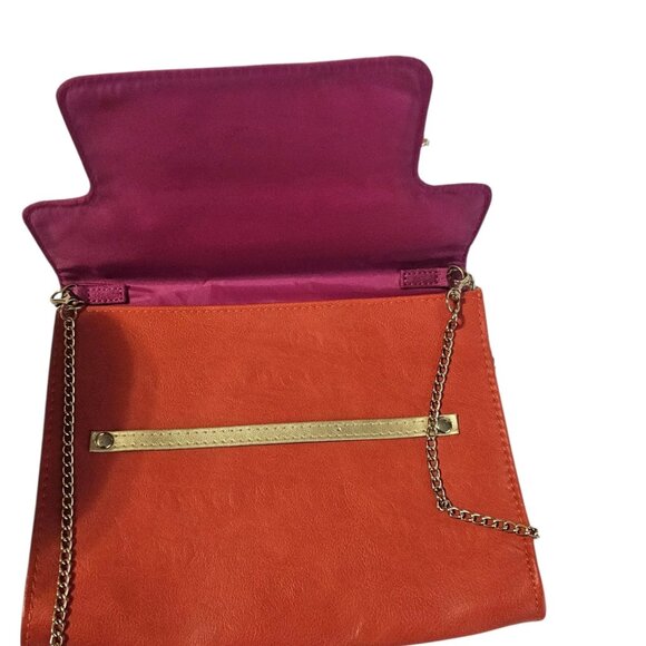 Bundle BAEKGAARD Pink Orange Clutch PUREOLOGY Chain Link Strap Crossbody Bag - Picture 4 of 16